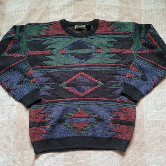 Vintage 80's Knit Patterned Sweater - Picture 2 of 10